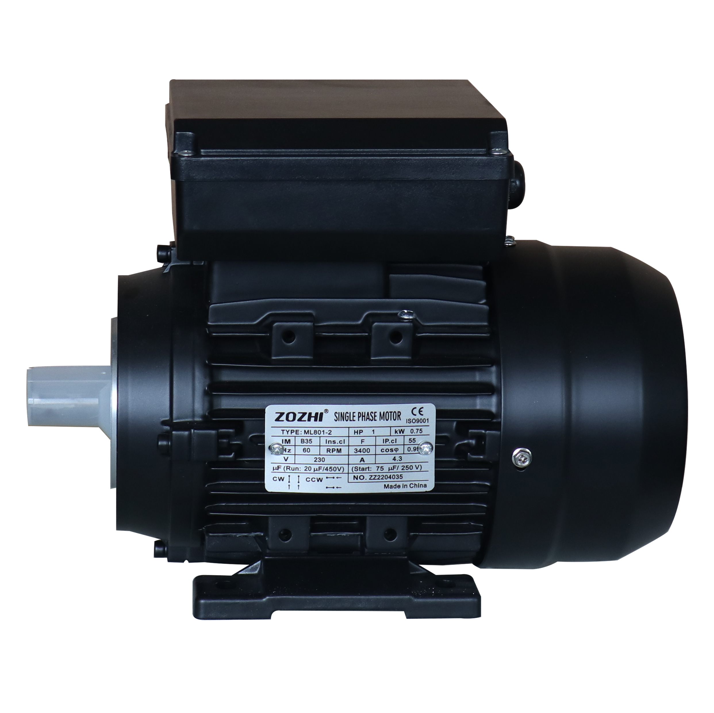 0.5KW 1HP Single Phase Induction Motor 60Hz 3400RPM IP55 Aluminium Housing Flange Mounting 220V Versatile Industrial - 图片 2